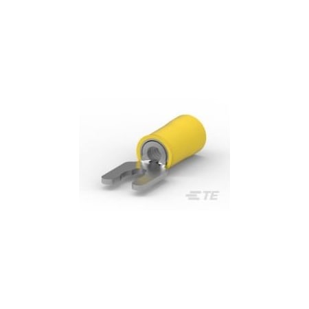 Te Connectivity Fork Terminal, #4 Stud Size, 22 AWG, 300 V, Nylon Insulated, Yellow 8-52922-1
